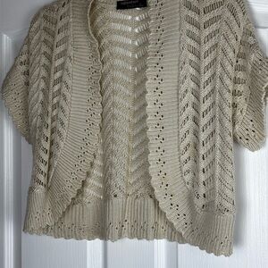 Robbie Bee Cream Open-Knit Cardigan